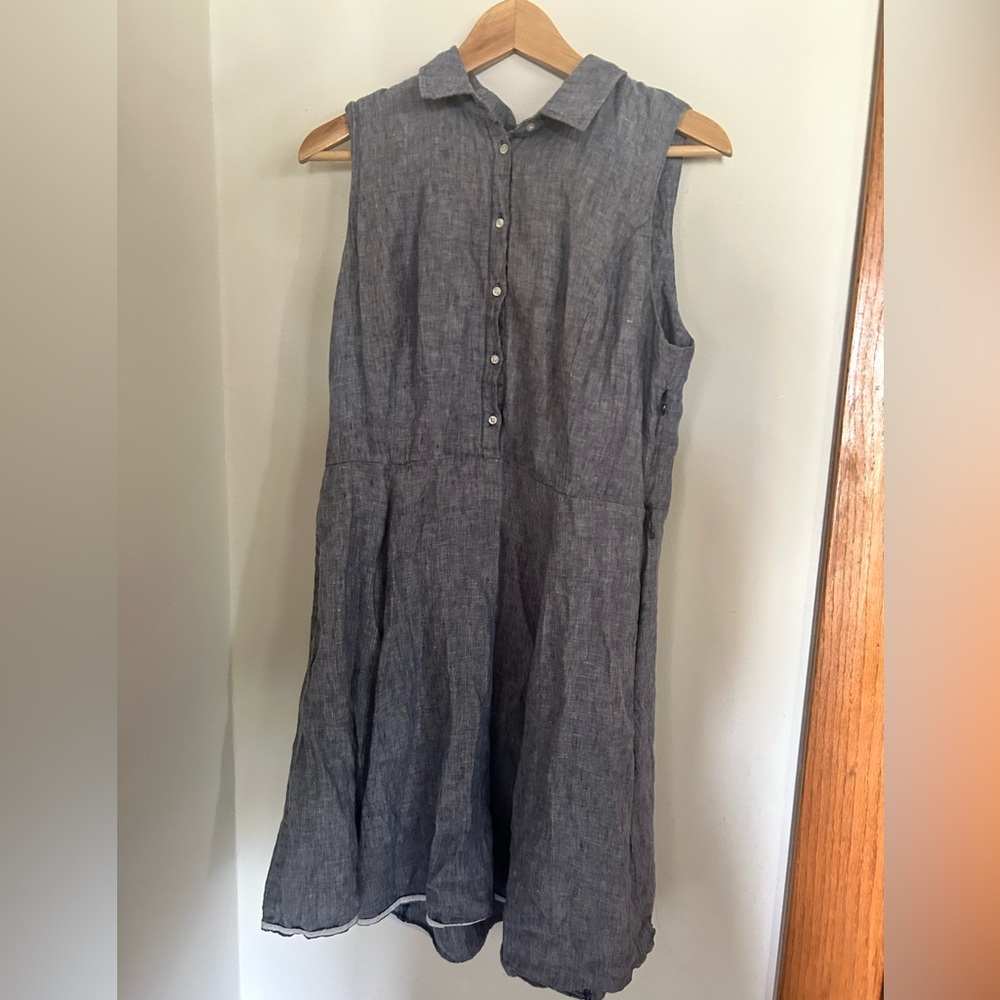 Artisan Ny Gray Blue Sleeveless Midi Sundress